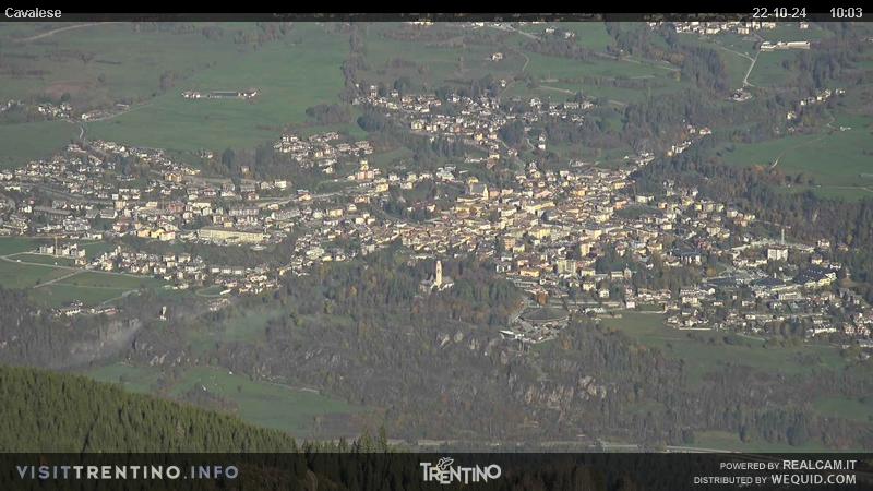 Webcam su Cavalese da Alpe Cermis