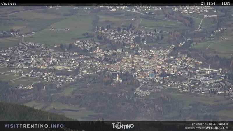 Webcam su Cavalese da Alpe Cermis